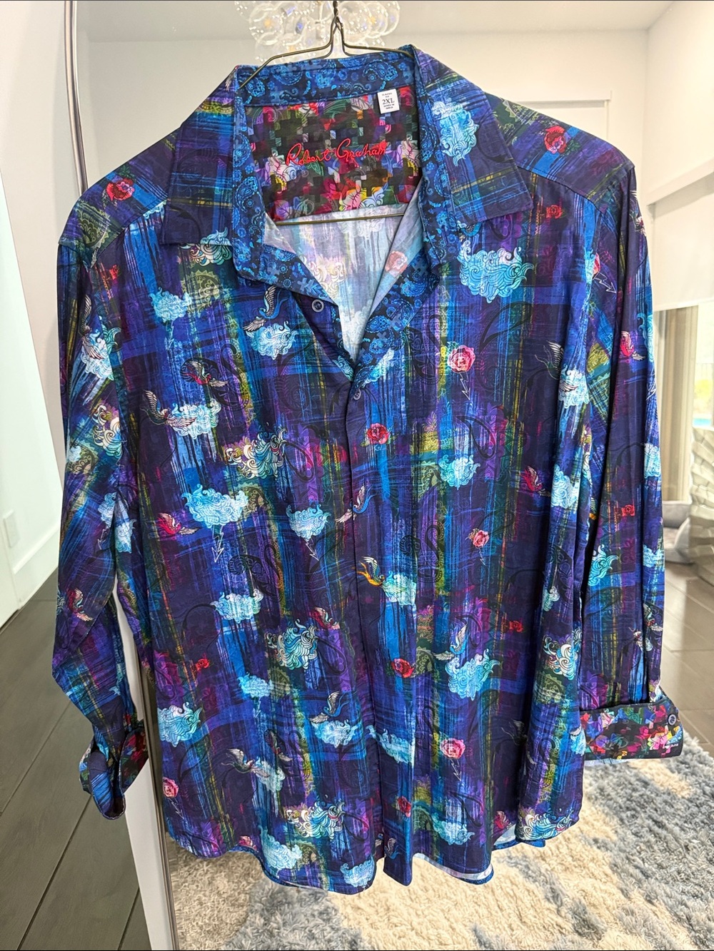 Robert Graham Men's Midnight Blue Multicolor Floral Button-Down Shirt